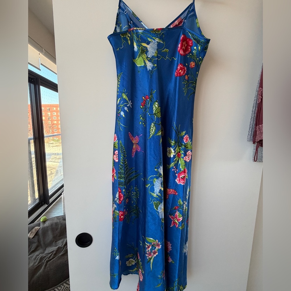 Vintage 90s Floral Blue Slip Dress - Picture 3 of 3